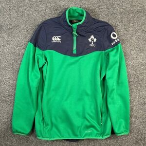Canterbury IRFU Ireland Rugby Green Navy 1/4 Zip Top Size Age 14 Small Thermoreg